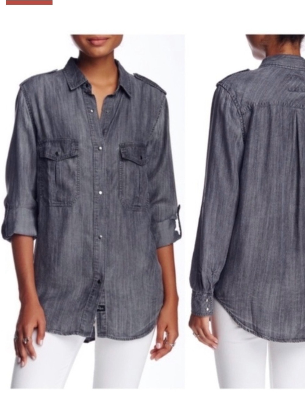 Rails Alexandra Chambray Button Down Shirt Medium gray